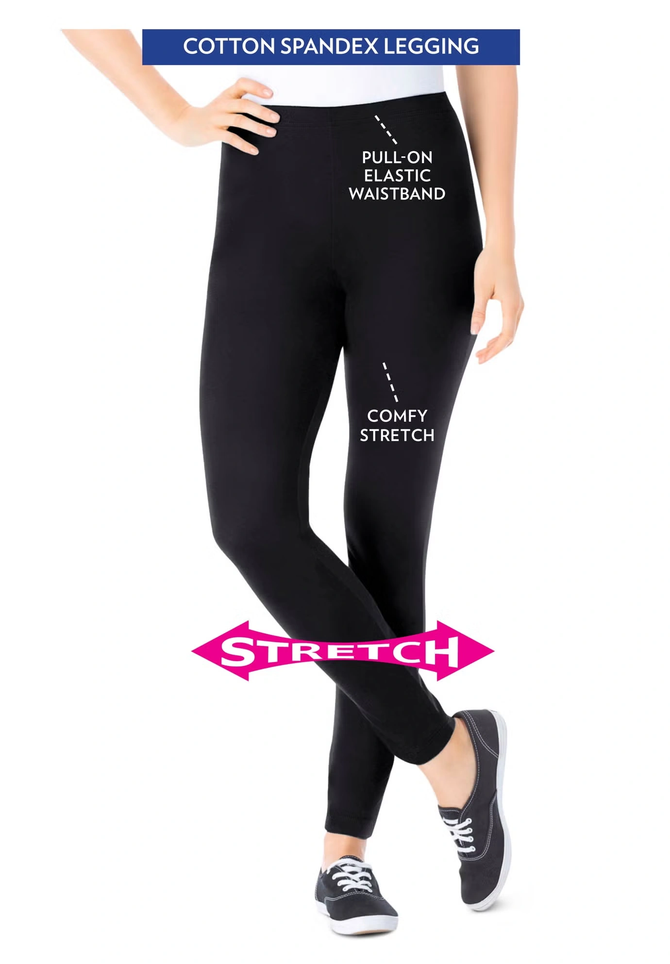 Stretch-Cotton Knit Pull-On Leggings