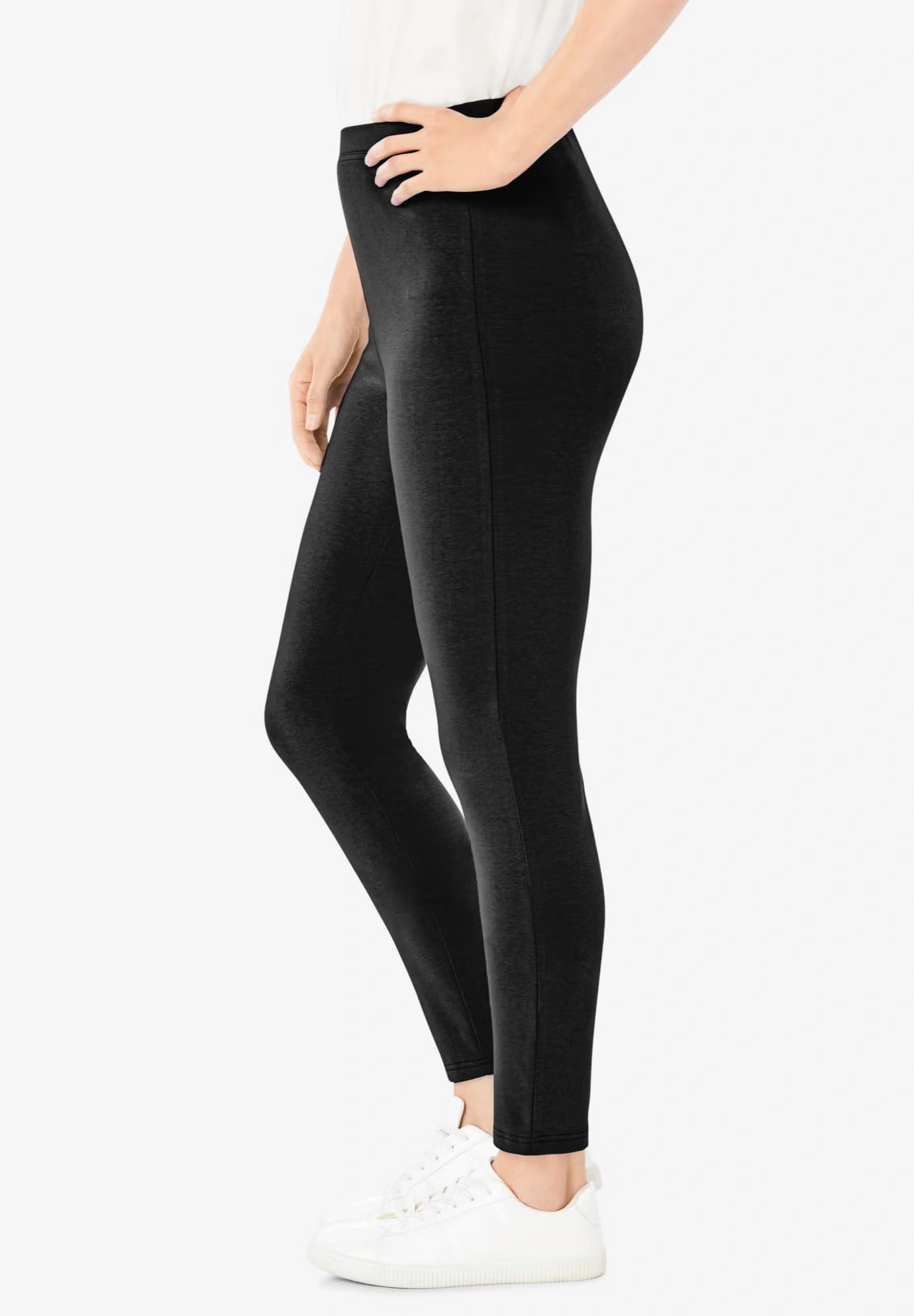 Stretch-Cotton Knit Pull-On Leggings