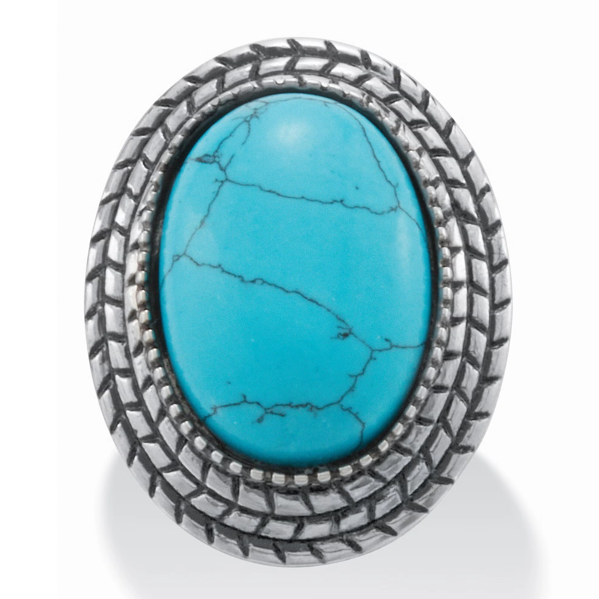 Stainless Steel Turquoise Boho Cocktail Ring