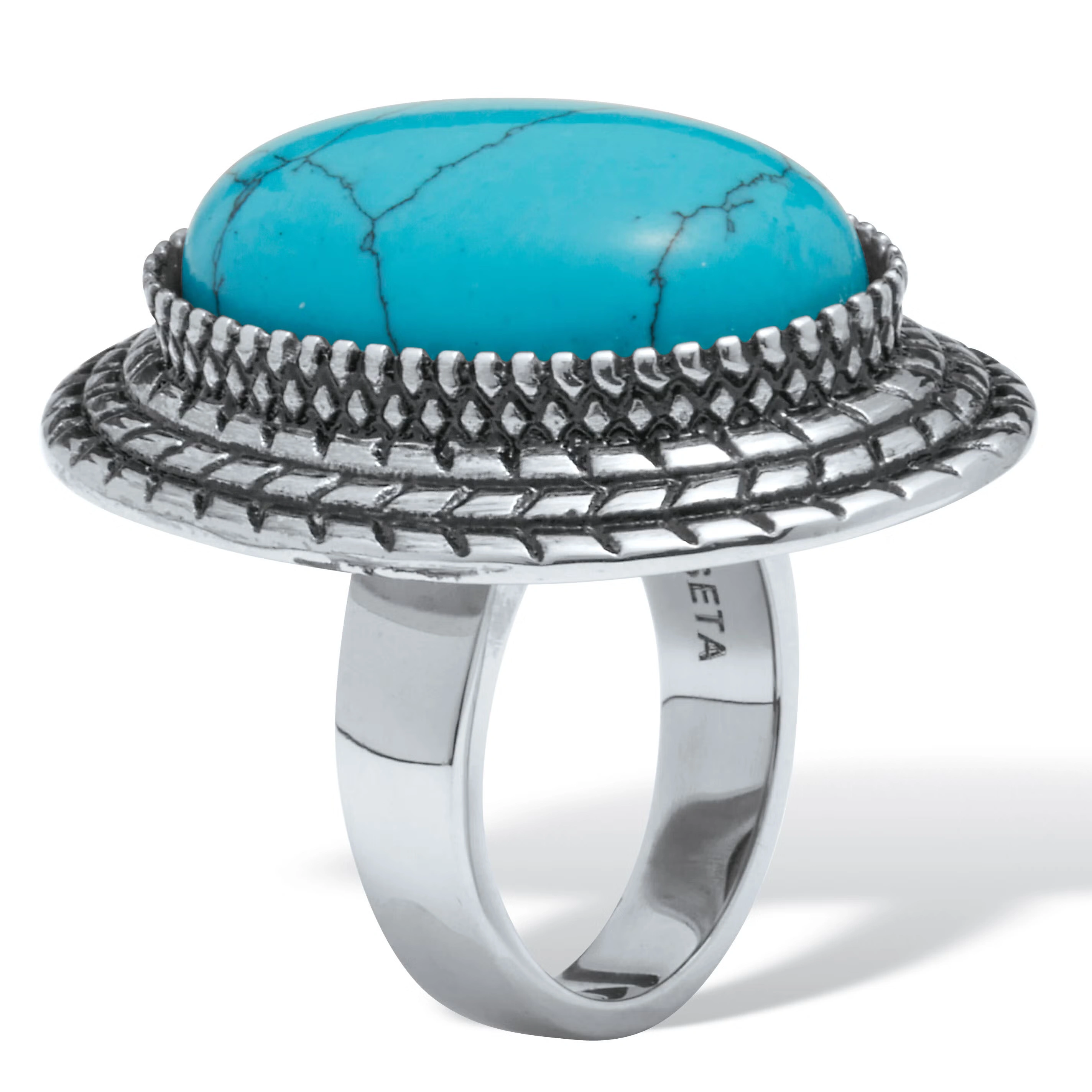 Stainless Steel Turquoise Boho Cocktail Ring