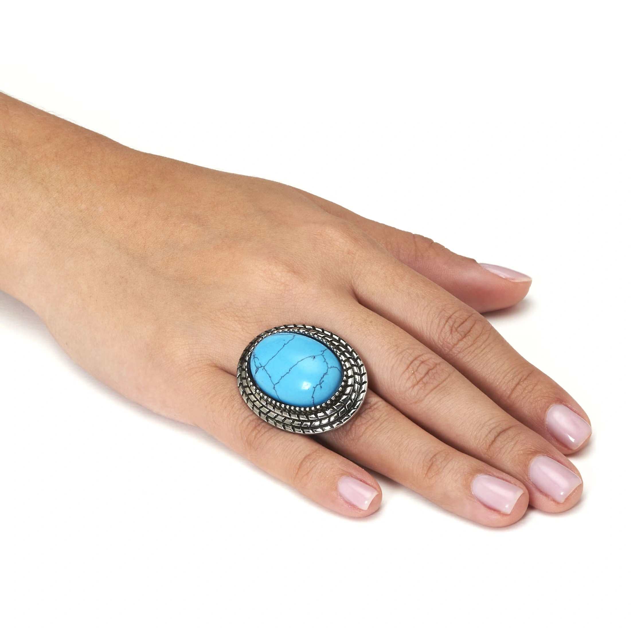 Stainless Steel Turquoise Boho Cocktail Ring 3 Stainless Steel Turquoise Boho Cocktail Ring