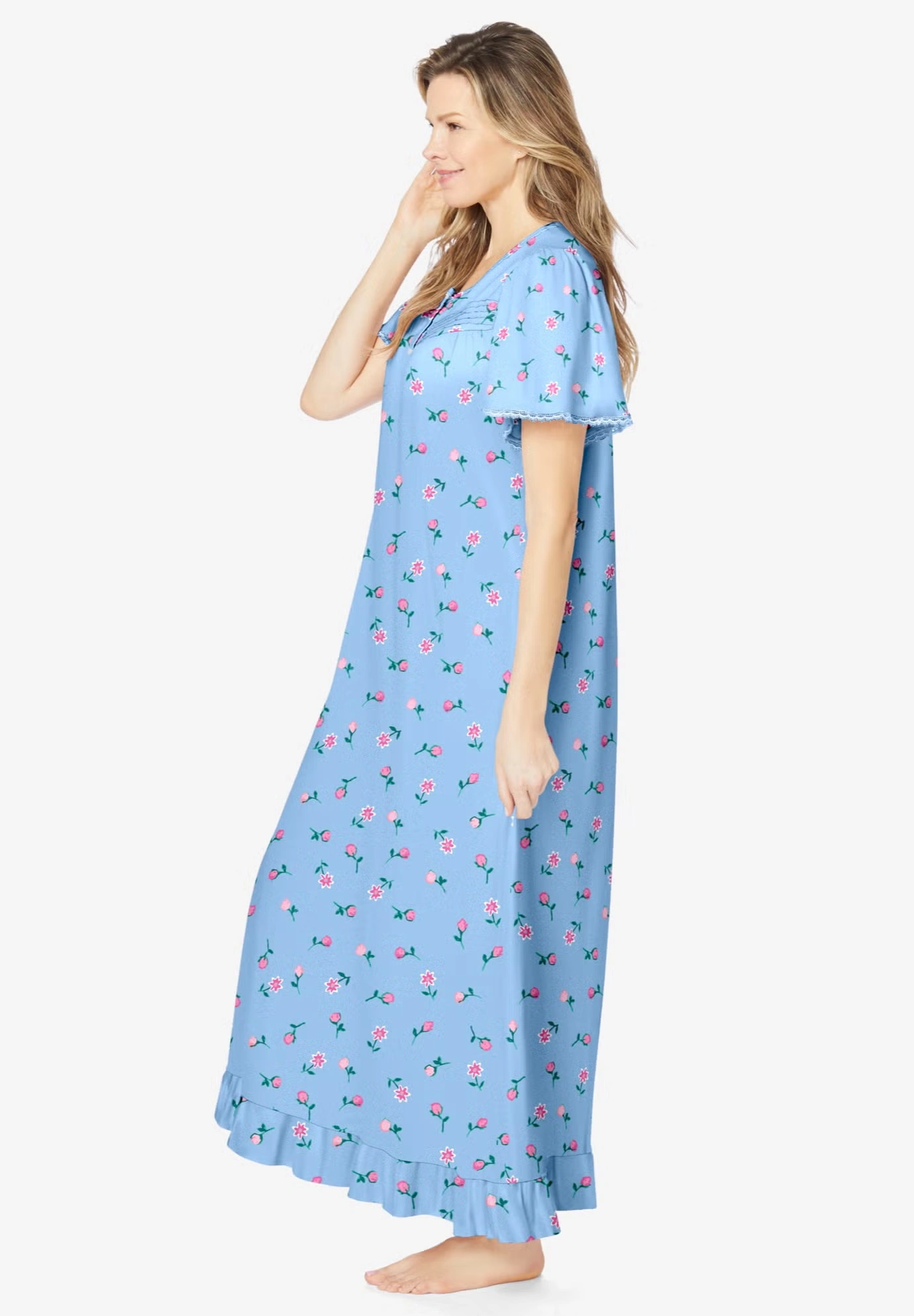 Long Floral Print Cotton Gown 3 Long Floral Print Cotton Gown