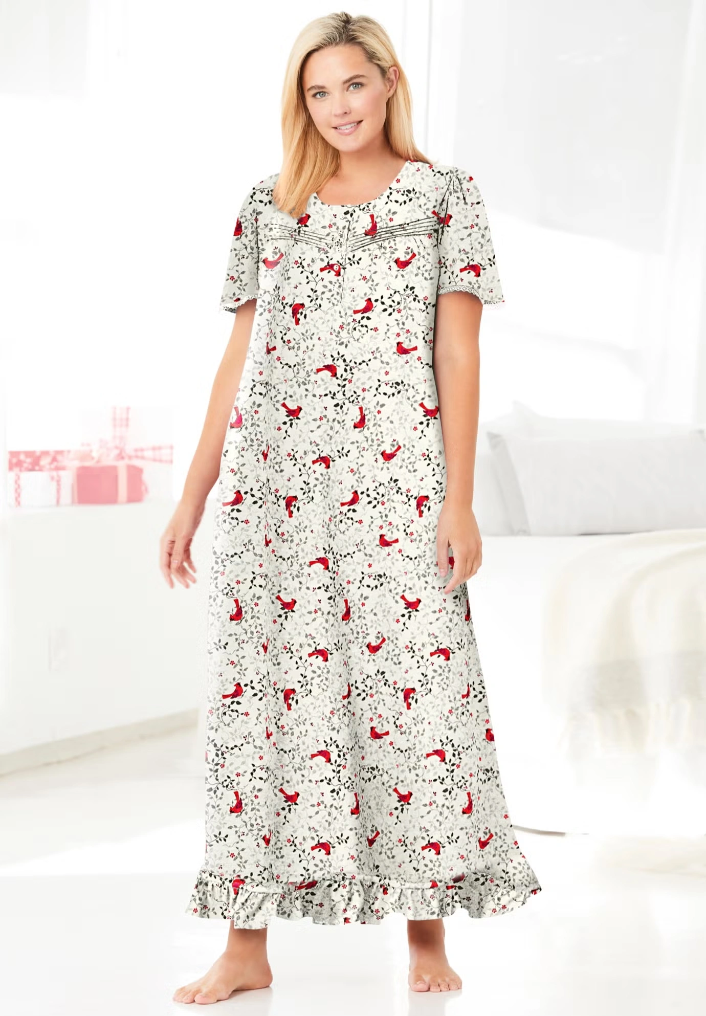 Long Floral Print Cotton Gown 5 Long Floral Print Cotton Gown