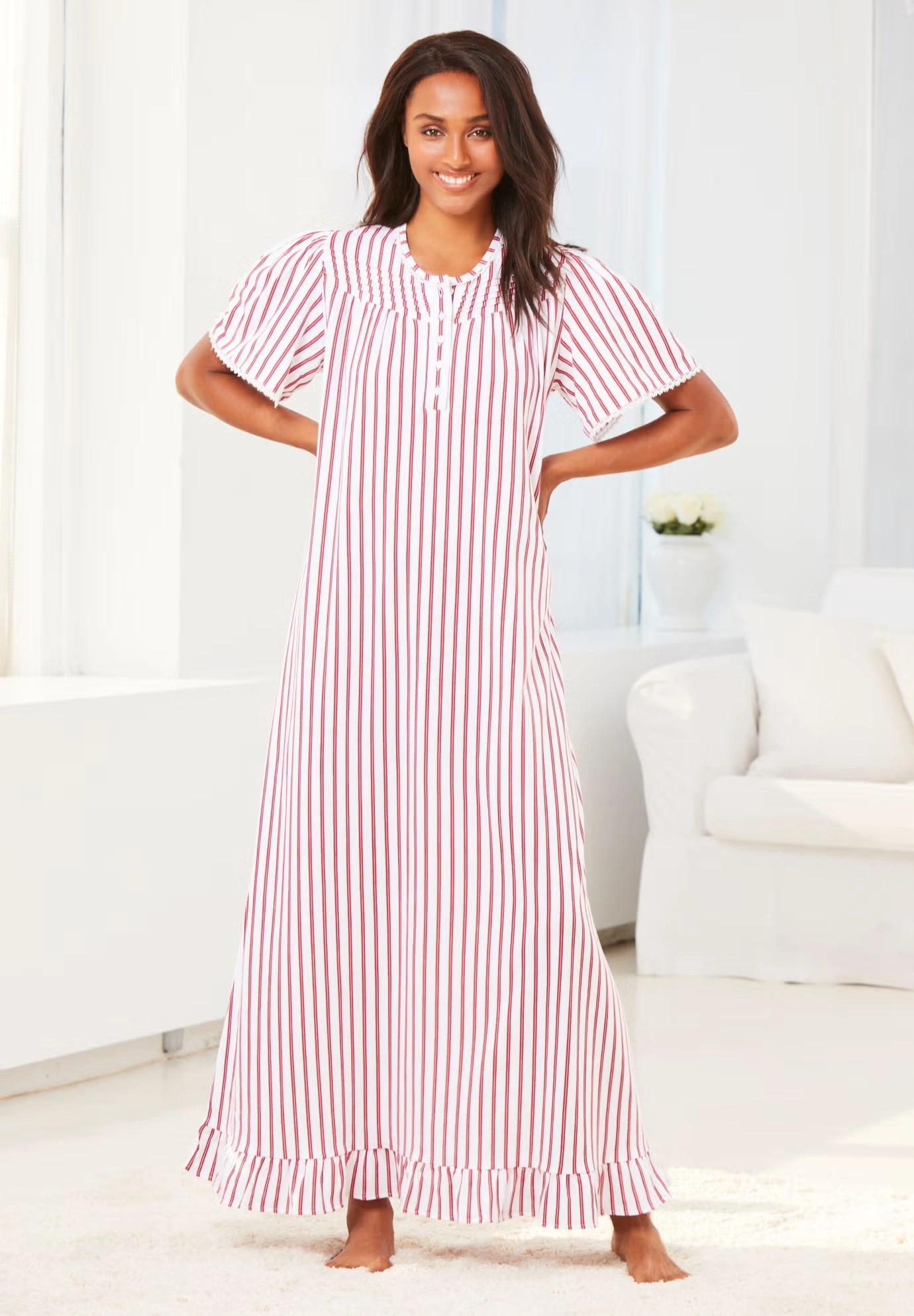 Long Floral Print Cotton Gown 7 Long Floral Print Cotton Gown