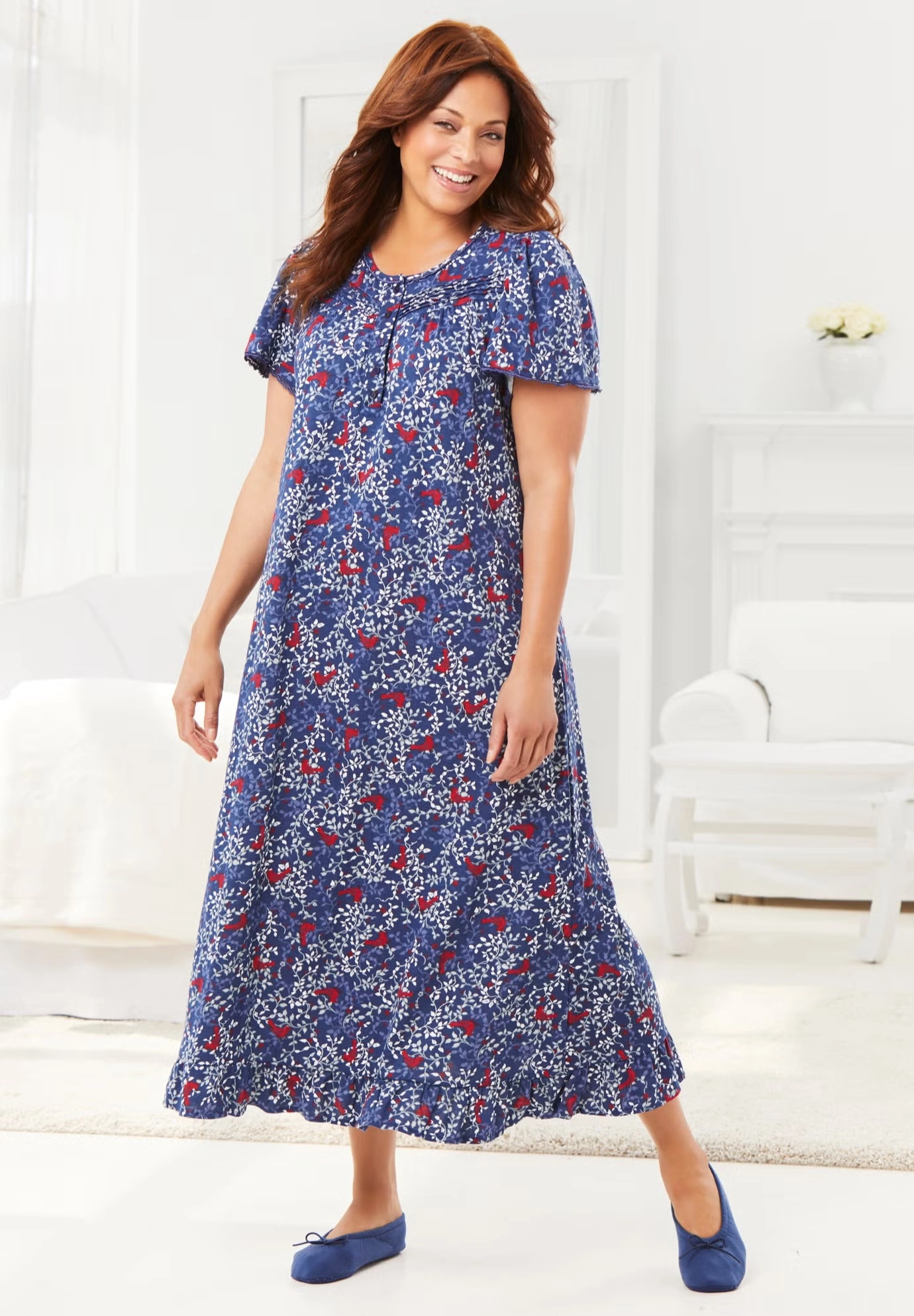 Long Floral Print Cotton Gown 9 Long Floral Print Cotton Gown