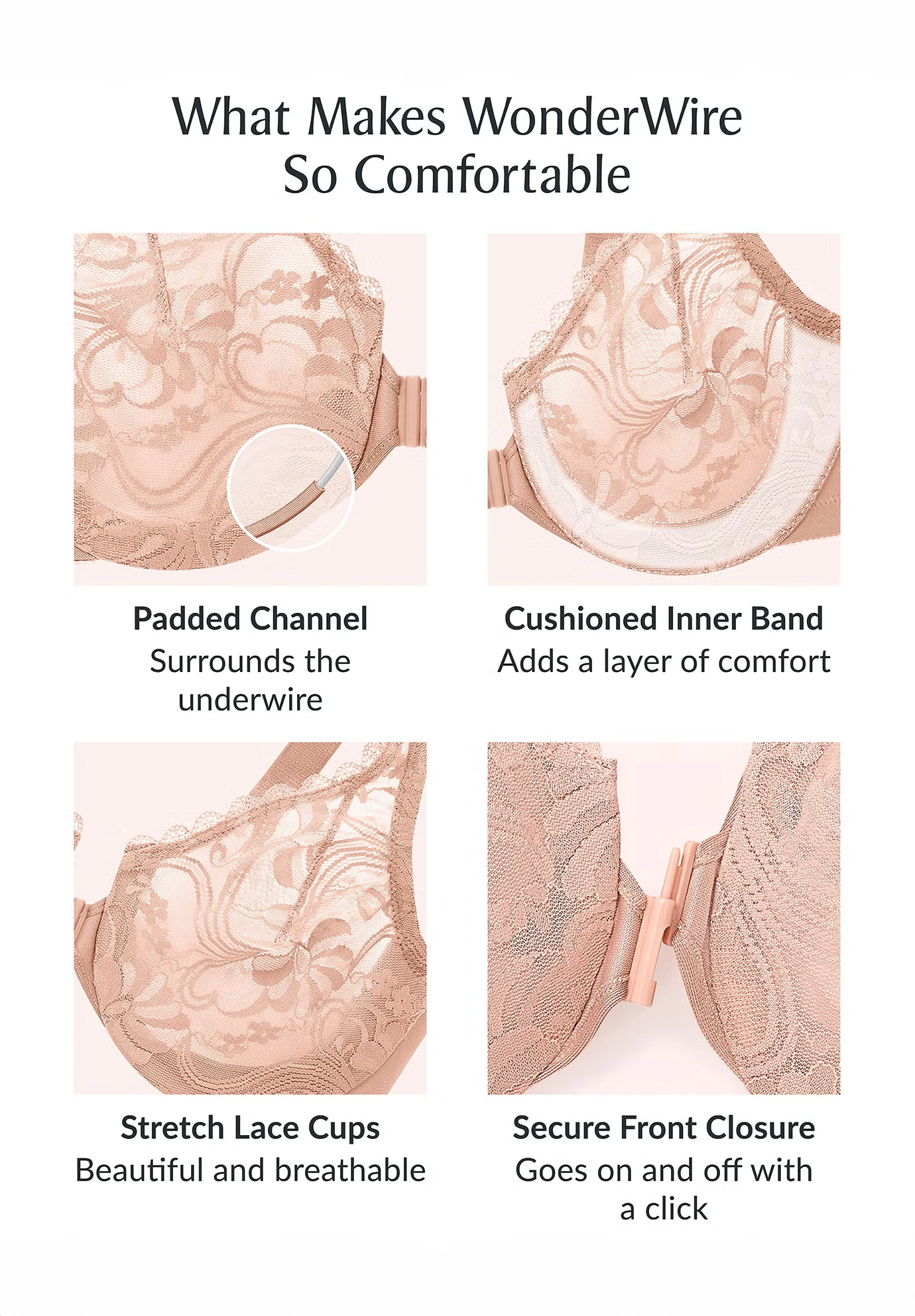 Glamorise® Wonderwire® Stretch Lace Front-Close Underwire Bra 4 Glamorise® Wonderwire® Stretch Lace Front-Close Underwire Bra