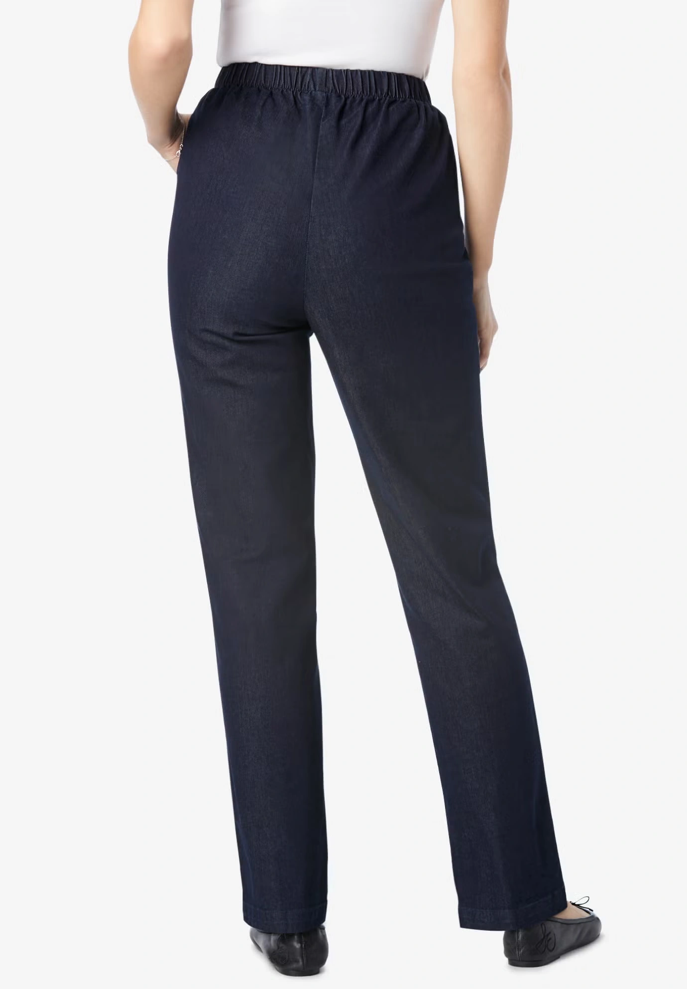 Straight Leg Fineline Pull-On Stretch Denim Jeans