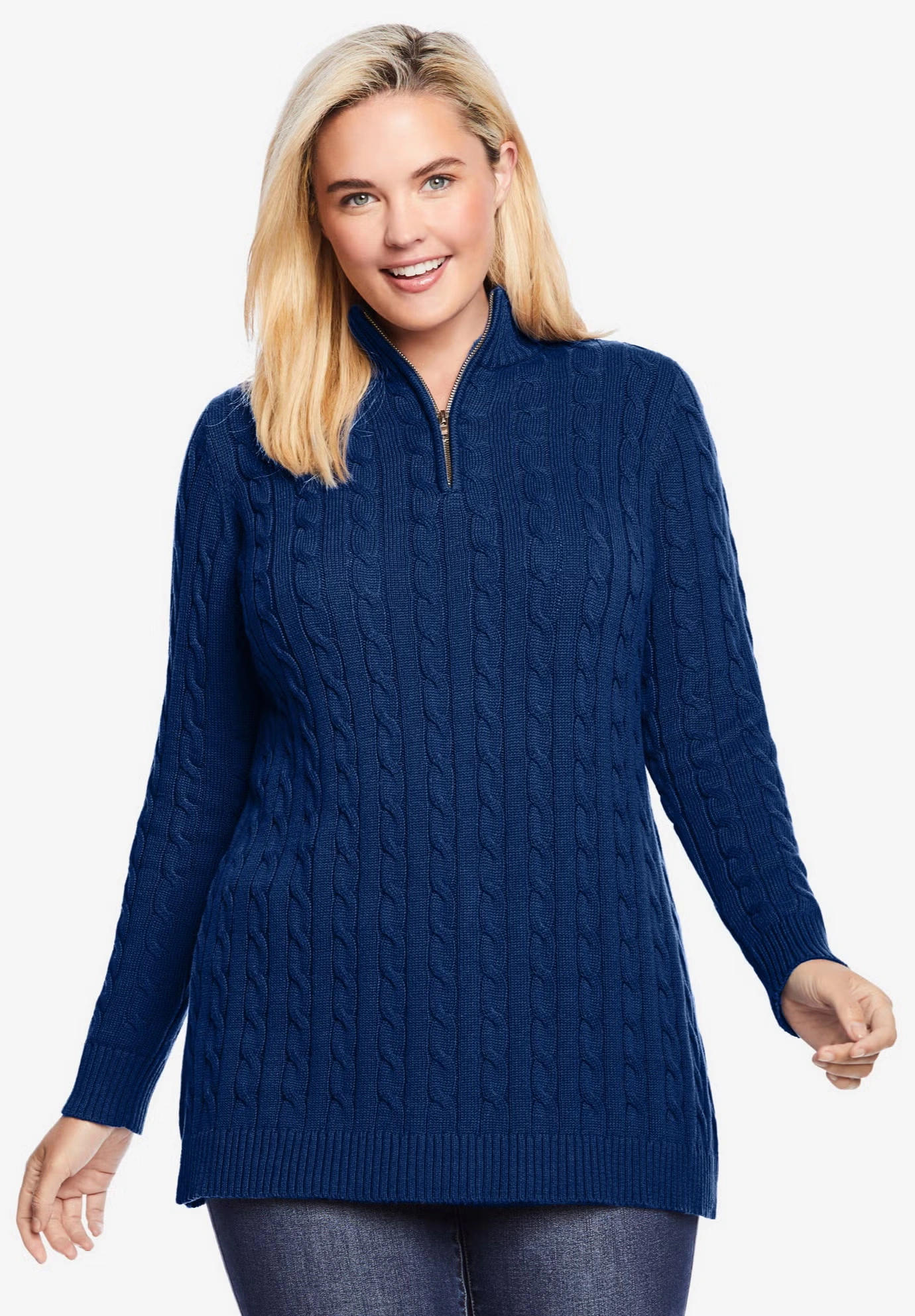 Cable Knit Half-Zip Pullover Sweater