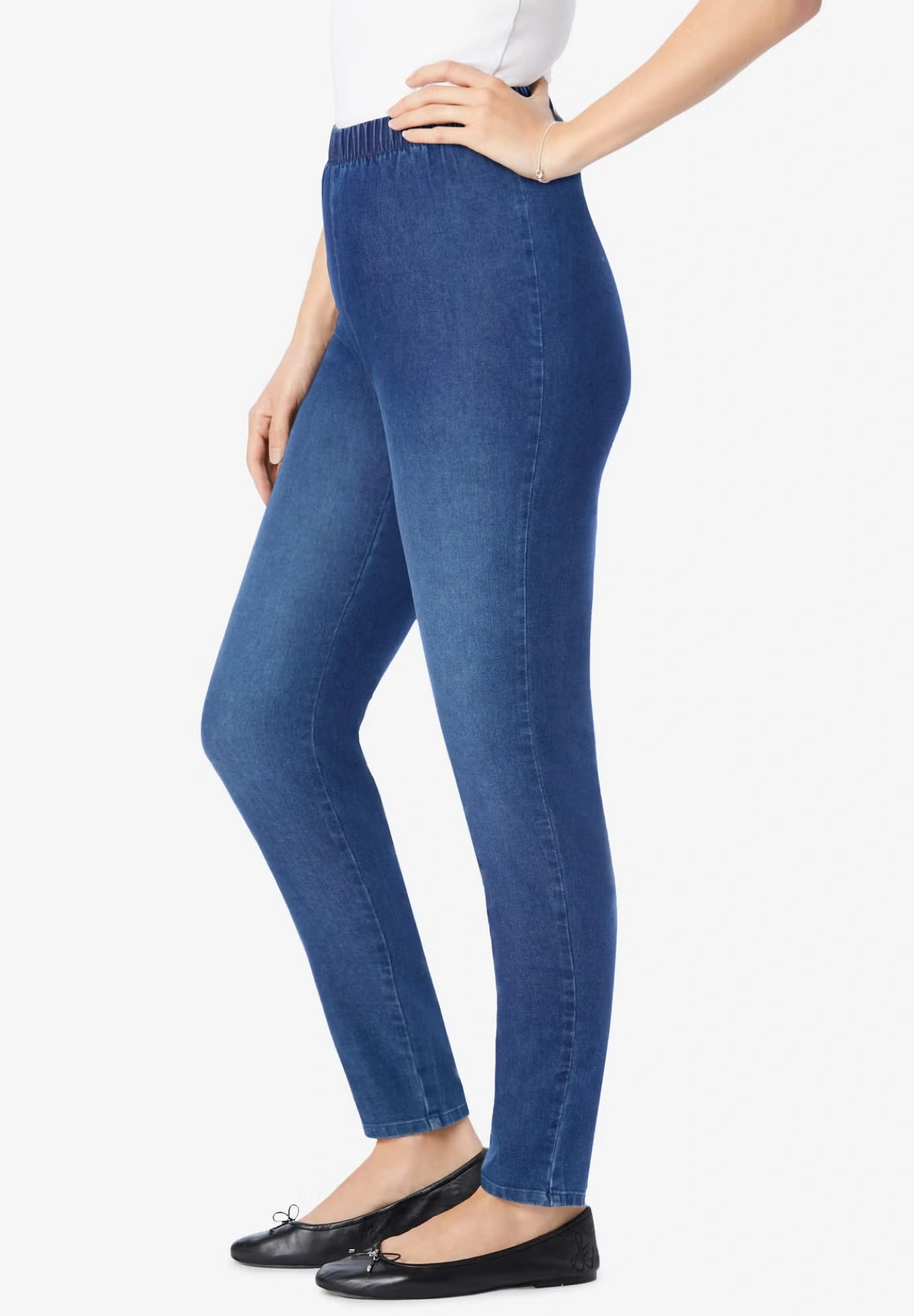 Pull-On Elastic-Waist Stretch Fineline Denim Jeans 3 Pull-On Elastic-Waist Stretch Fineline Denim Jeans