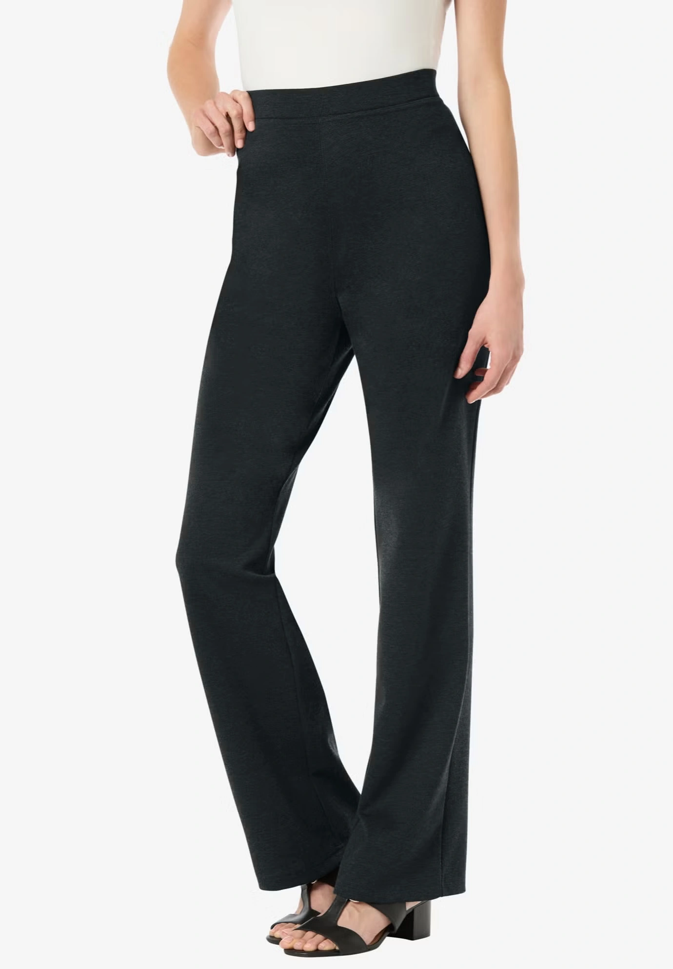 Stretch Ponte Knit Pull-On Bootcut Pants 5 Stretch Ponte Knit Pull-On Bootcut Pants