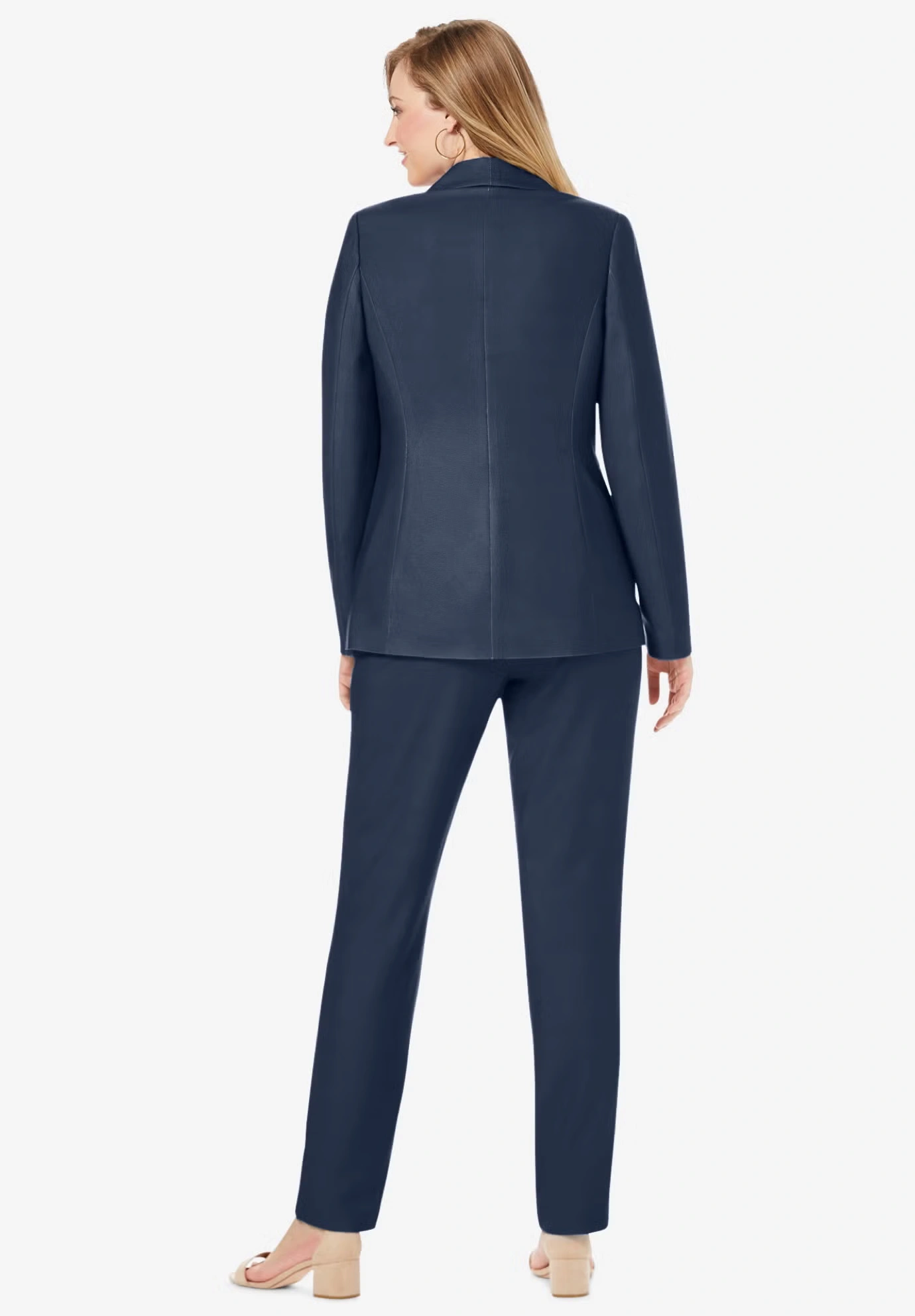 2-Piece Stretch Crepe Single-Breasted Pantsuit