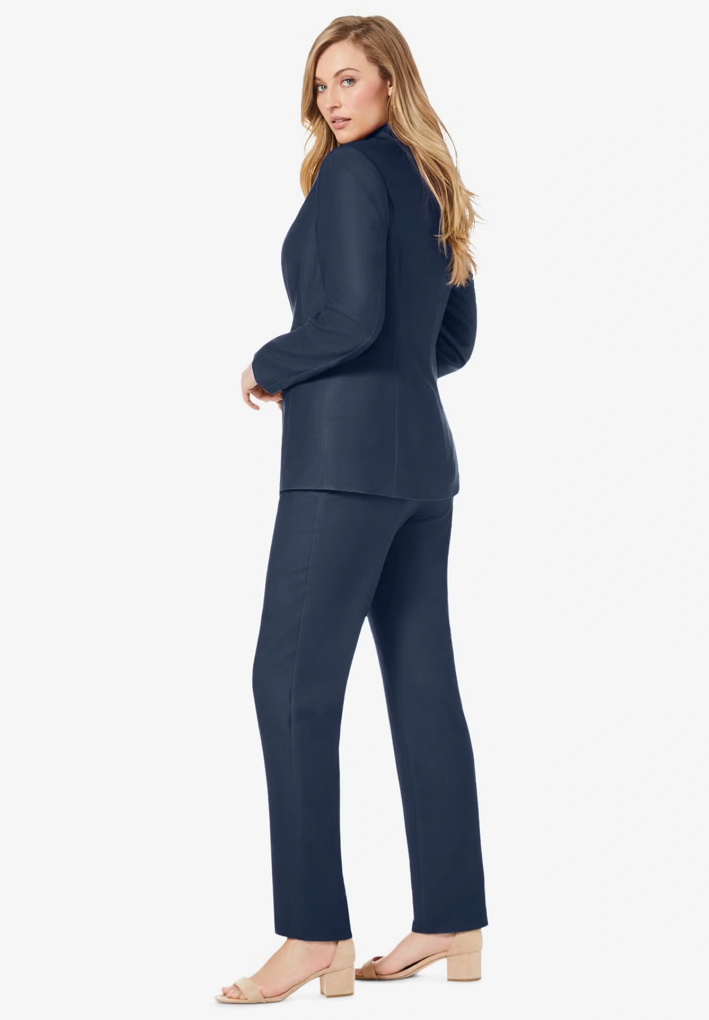2-Piece Stretch Crepe Single-Breasted Pantsuit 3 2-Piece Stretch Crepe Single-Breasted Pantsuit