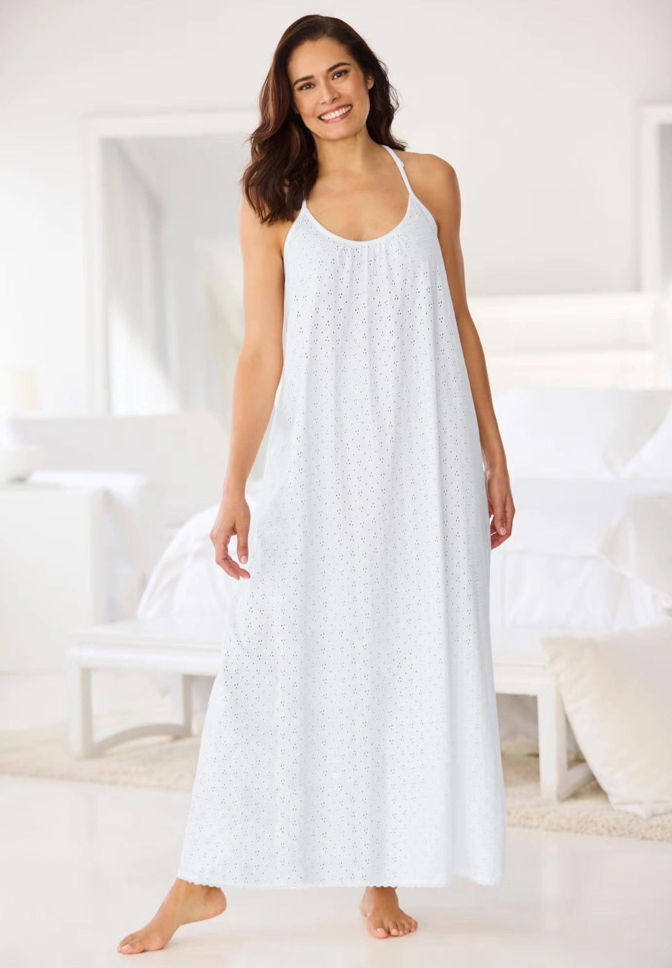 Breezy Eyelet Knit Long Nightgown 4 Breezy Eyelet Knit Long Nightgown