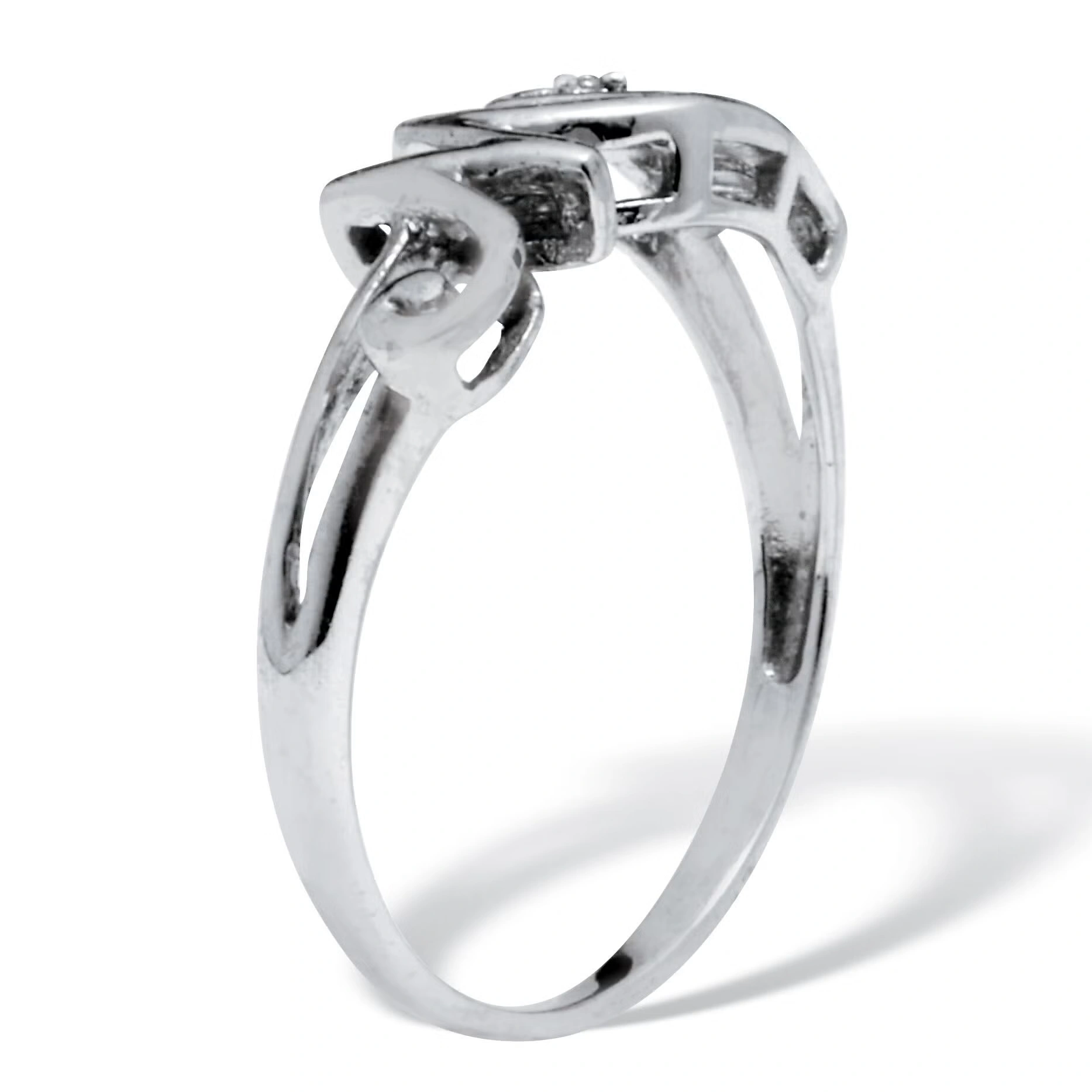 Round Diamond "Mom" Heart Sterling Silver Ring