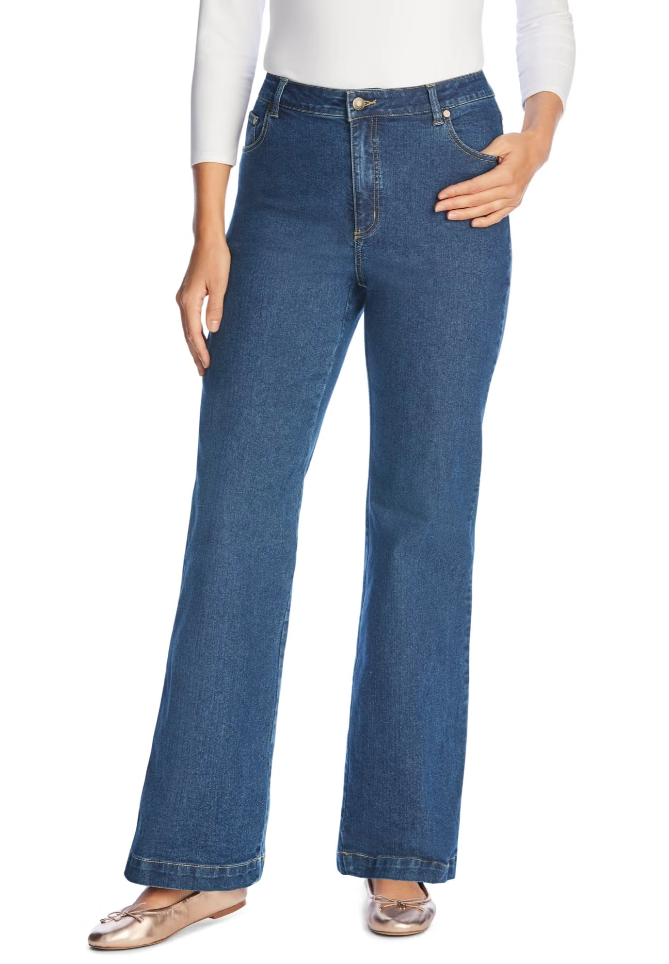 Stretch Denim Wide-Leg Five-Pocket Jeans 5 Stretch Denim Wide-Leg Five-Pocket Jeans