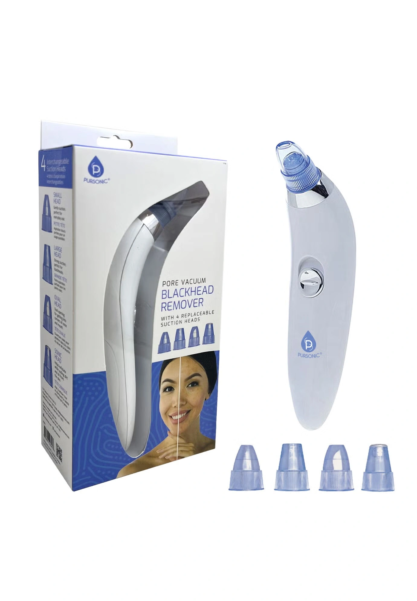 Pore Vacuum Blackhead Remover With 4 Replaceable Suction Heads
