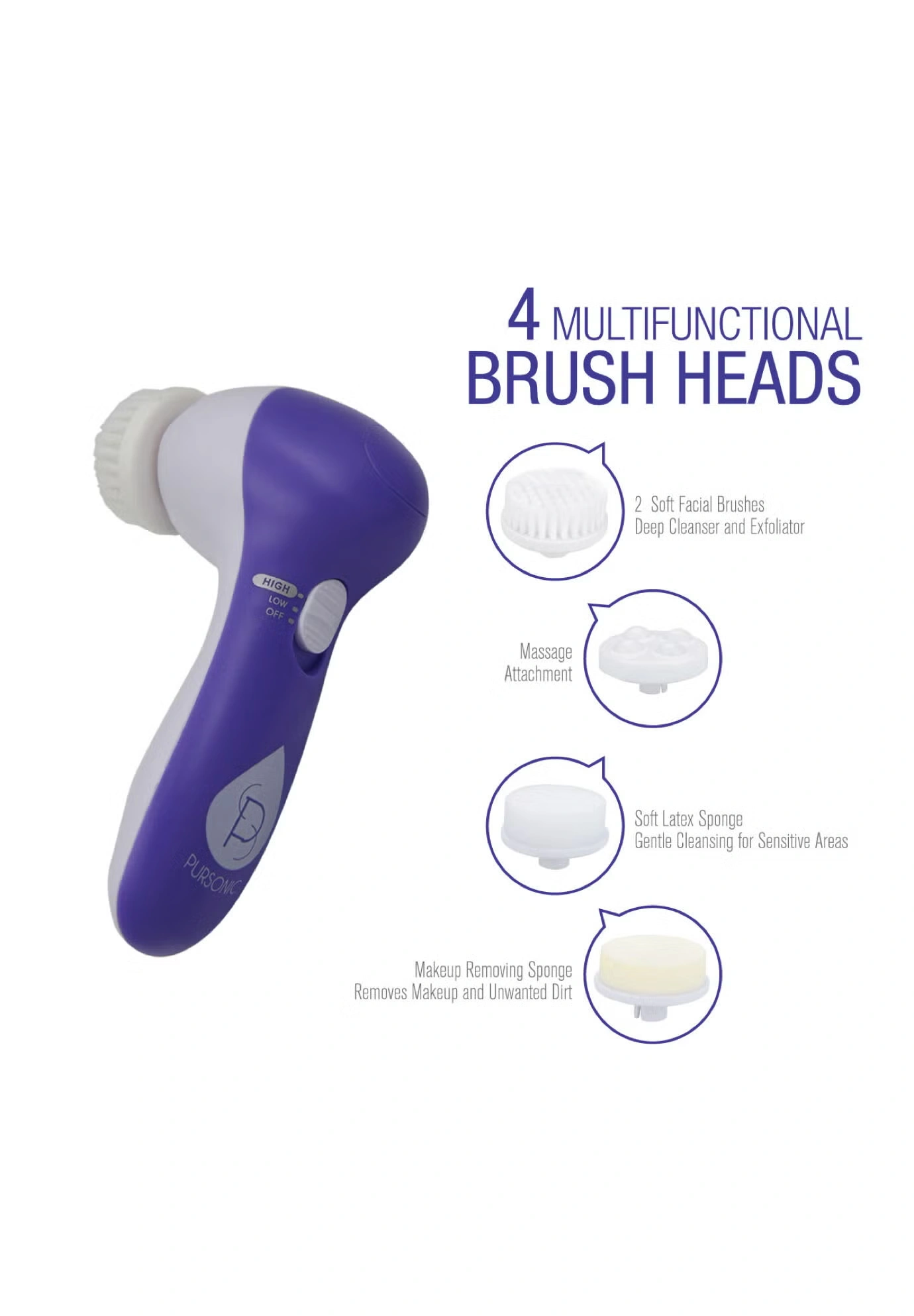 Facial Cleaner With 5 Attachments-Red 3 Facial Cleaner With 5 Attachments-Red