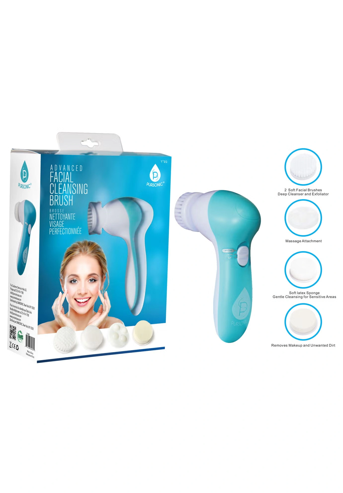 Facial Cleaner With 5 Attachments-Red 6 Facial Cleaner With 5 Attachments-Red