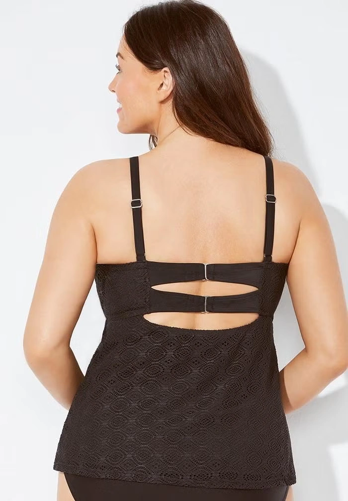 Faux Flyaway Crochet Underwire Tankini Top