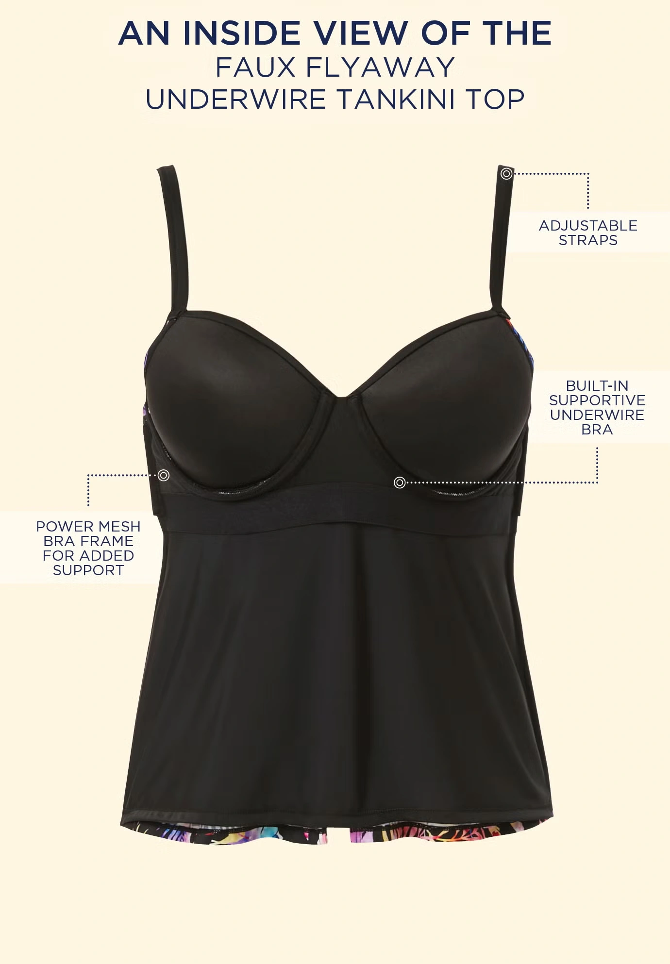 Faux Flyaway Underwire Tankini Top 4 Faux Flyaway Underwire Tankini Top