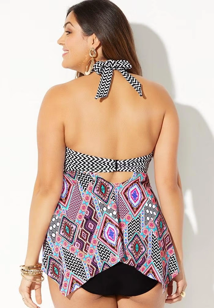 Bow Handkerchief Halter Tankini Top