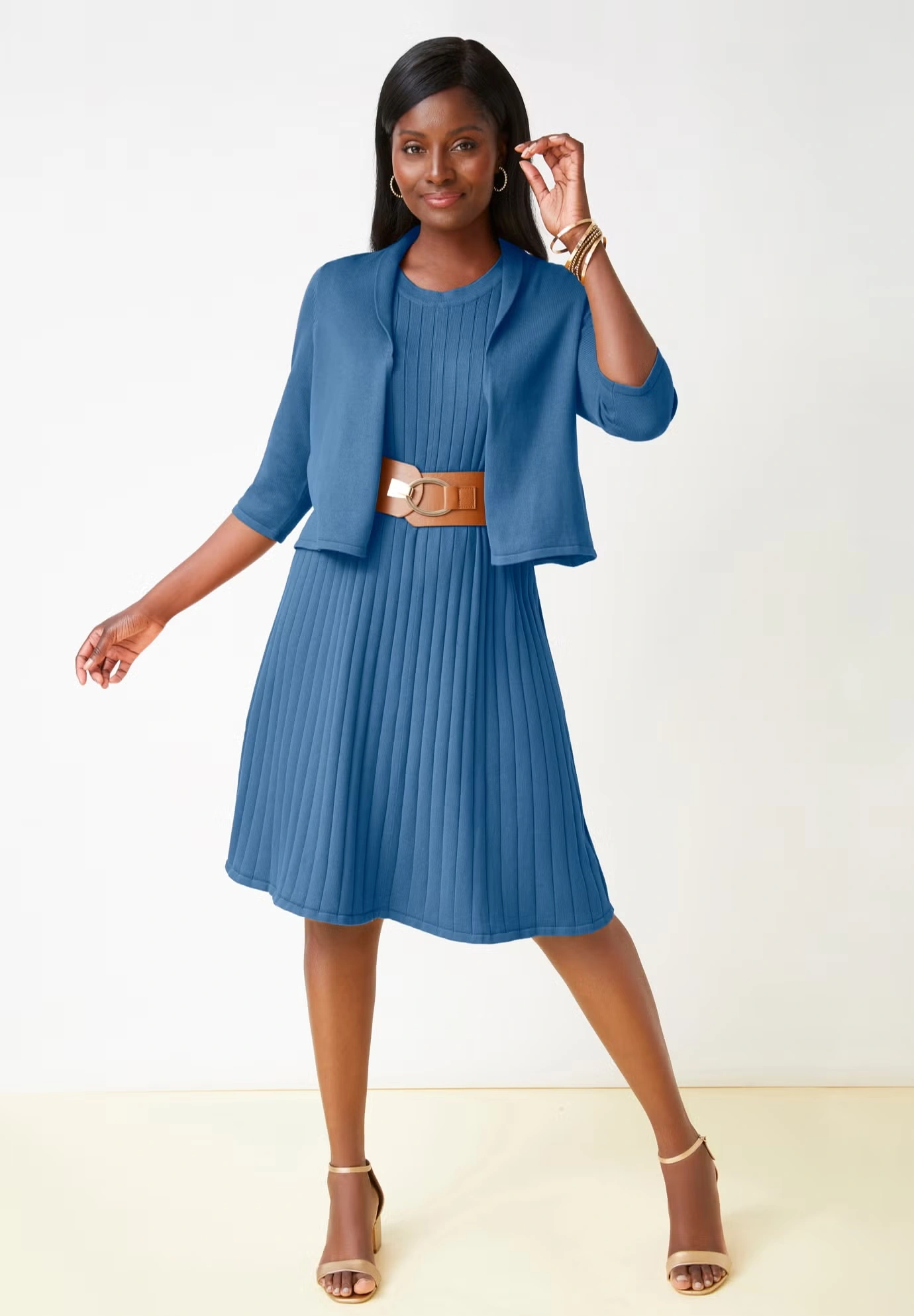 2-Piece Sweater Jacket Dress