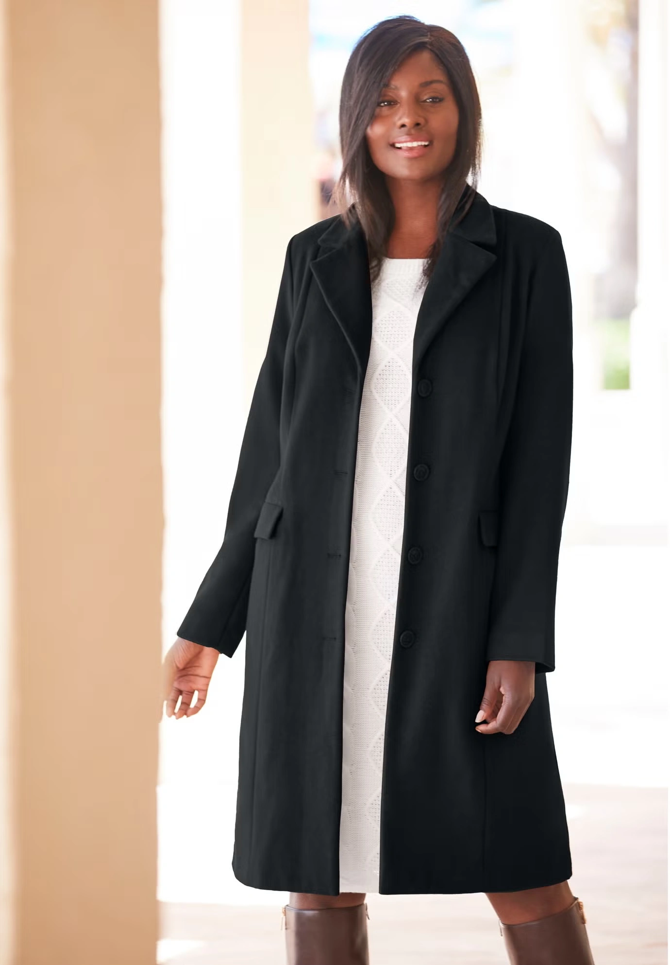 Notch Collar Wool Coat