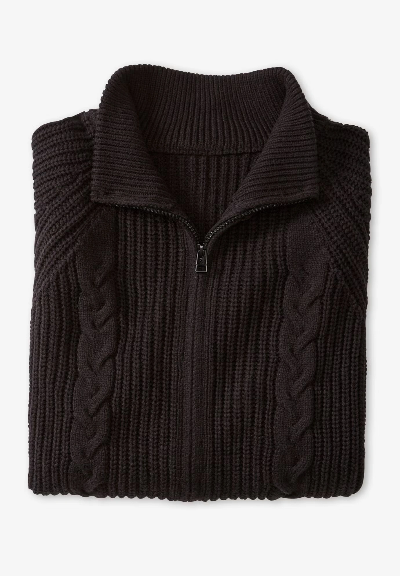 Cabled Zip-Front Cardigan