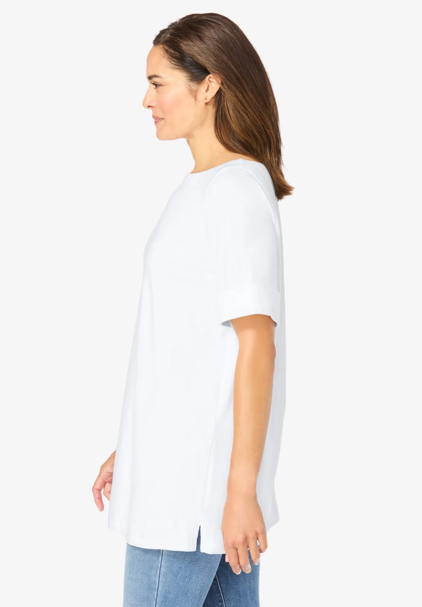 Perfect Cuffed Elbow-Sleeve Boat-Neck Tee 3 Perfect Cuffed Elbow-Sleeve Boat-Neck Tee