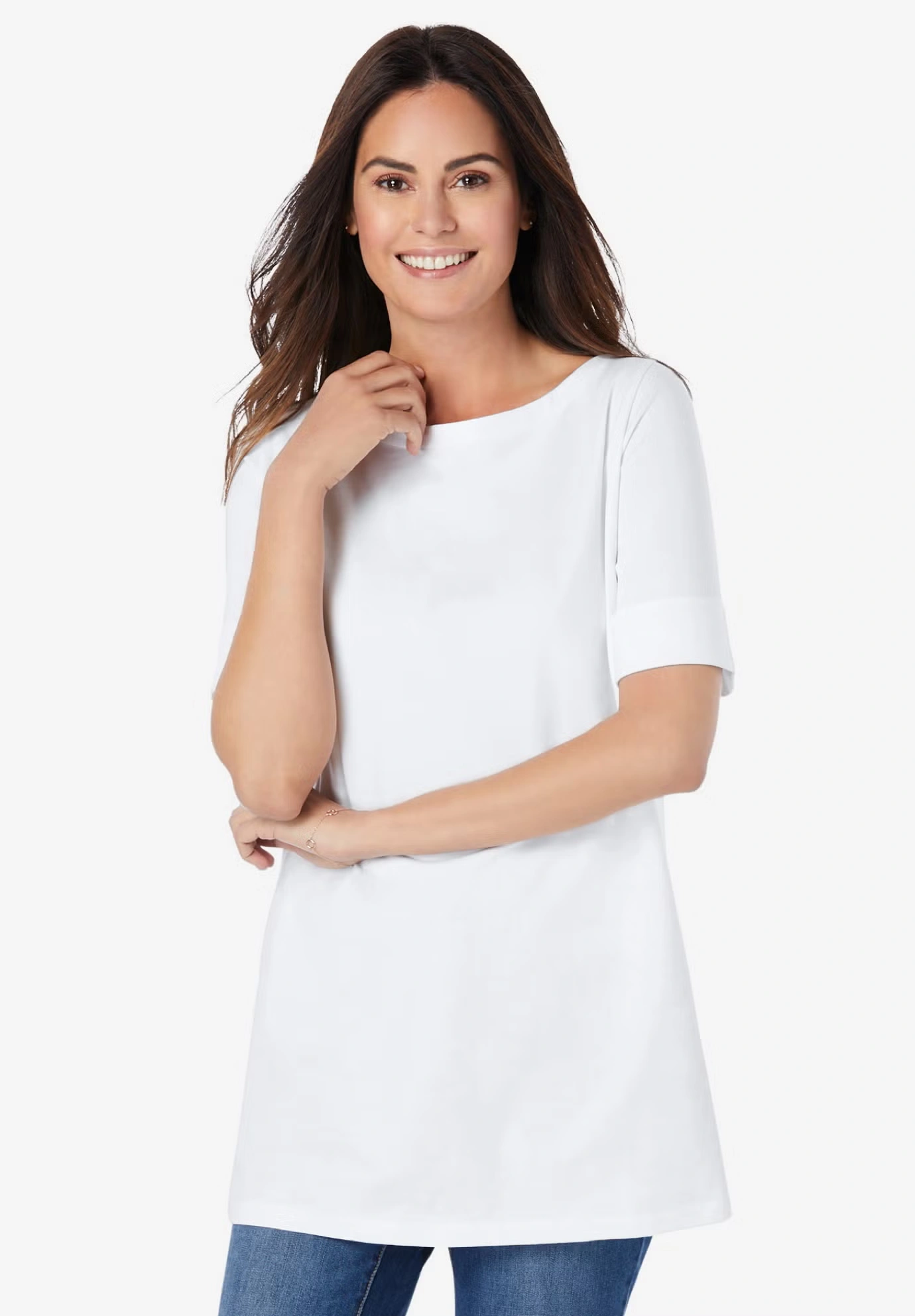 Perfect Cuffed Elbow-Sleeve Boat-Neck Tee 5 Perfect Cuffed Elbow-Sleeve Boat-Neck Tee